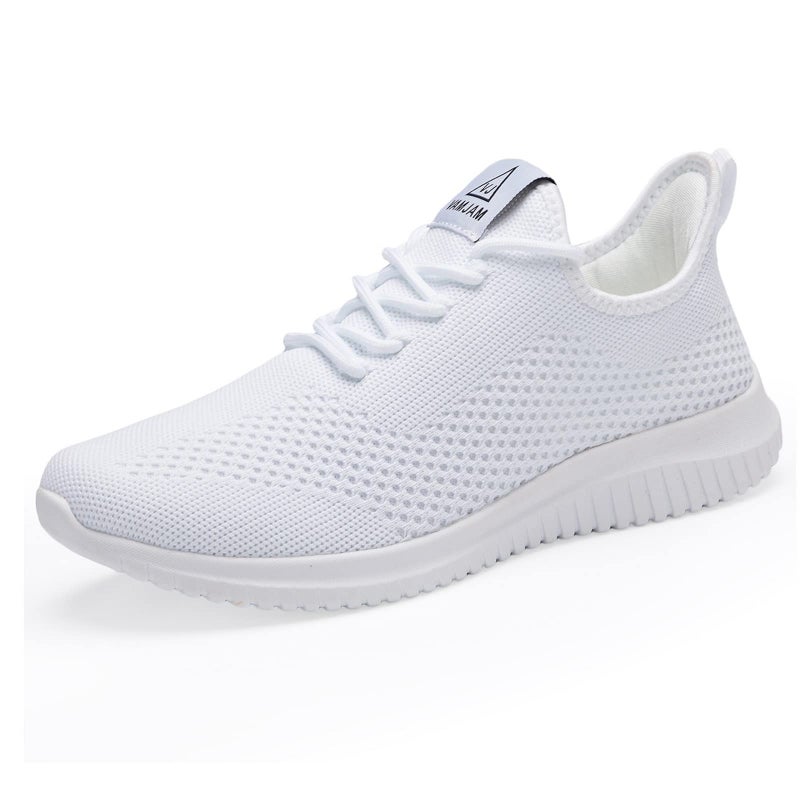 VAMJAM Men's Running Shoes Ultra Lightweight Breathable Walking Shoes Non Slip Athletic Fashion Sneakers Mesh Workout Casual Sports Shoes White Size 10.5 - Image 1